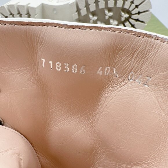 Gucci Marmont GG Interlock Embossed Lace Up Boots White Leather Platform EU 40.5 - Picture 10 of 13